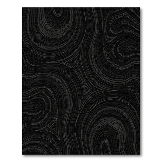 Dark Gray Swirling Lines Abstract Rug