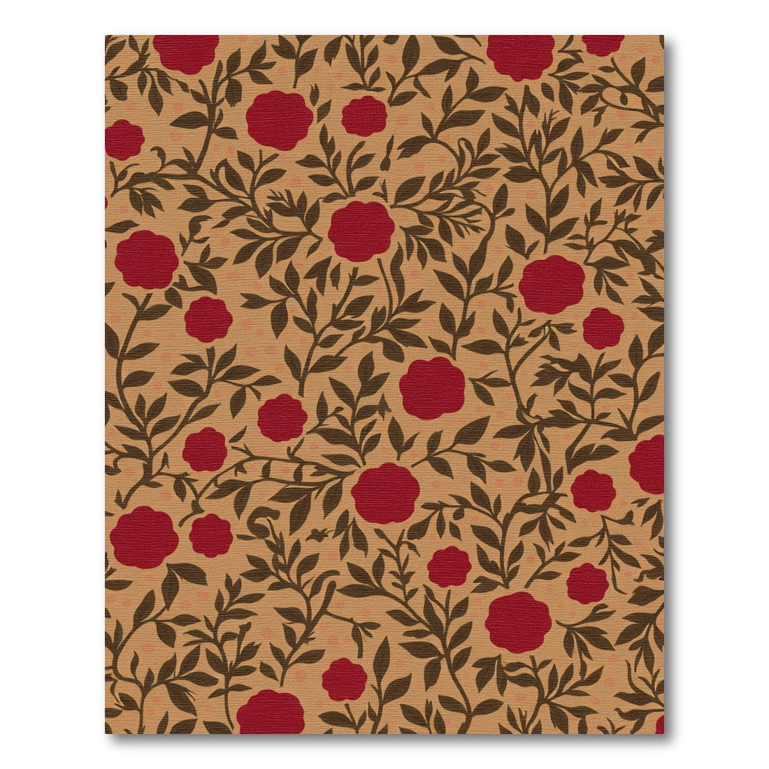 Crimson Floral Vine Arrangement Rug