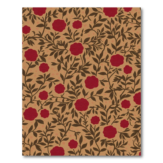 Crimson Floral Vine Arrangement Rug