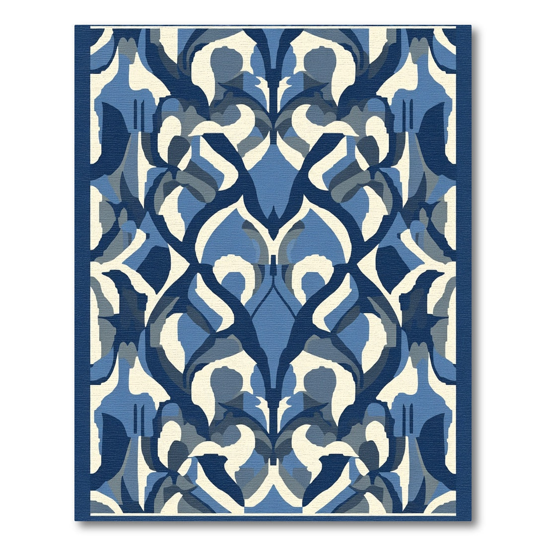 Classic Blue White Abstract Arch Rug
