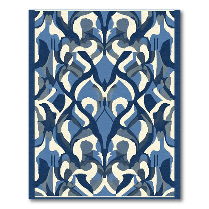Classic Blue White Abstract Arch Rug