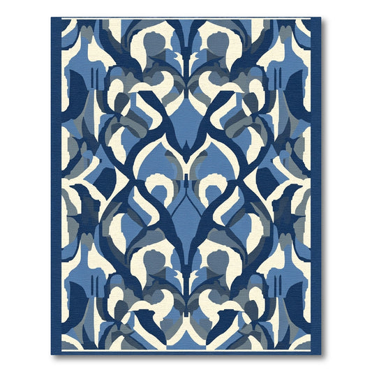 Classic Blue White Abstract Arch Rug