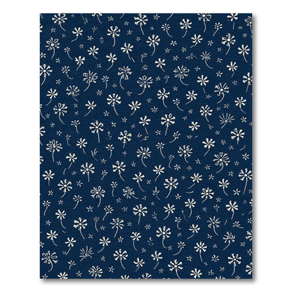 Navy Blue Dandelion Field Meadow Rug