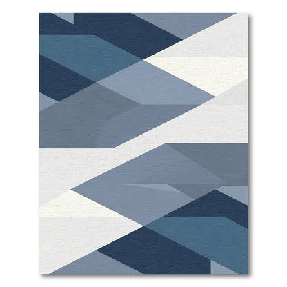 Abstract Geometric Indigo Slate Rug