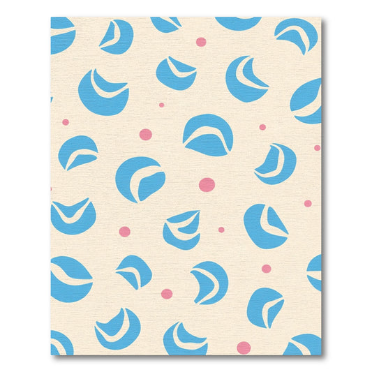 Pastel Blue Abstract Shapes Dots Runner Rug