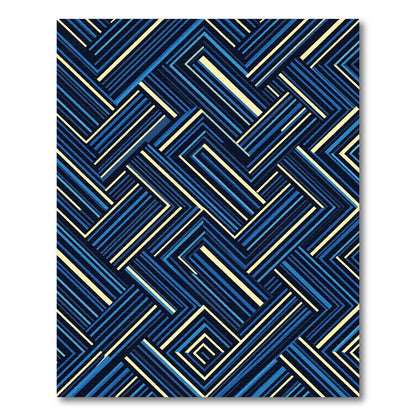 Deep Blue Geometric Interlocking Lines Rug