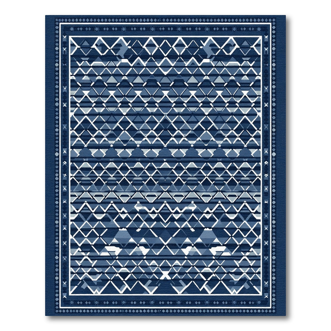 Indigo Diamond Intricate Border Rug