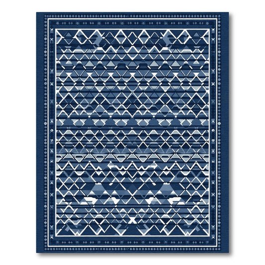 Indigo Diamond Intricate Border Rug