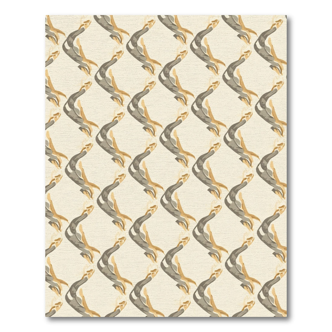 Taupe And Tan Interlocking Waves Rug