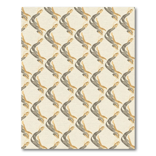 Taupe And Tan Interlocking Waves Rug