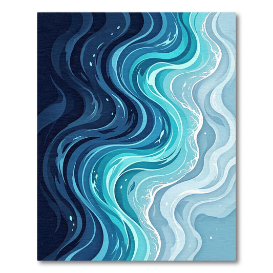Deep Blue Ocean Swirl Wave Rug
