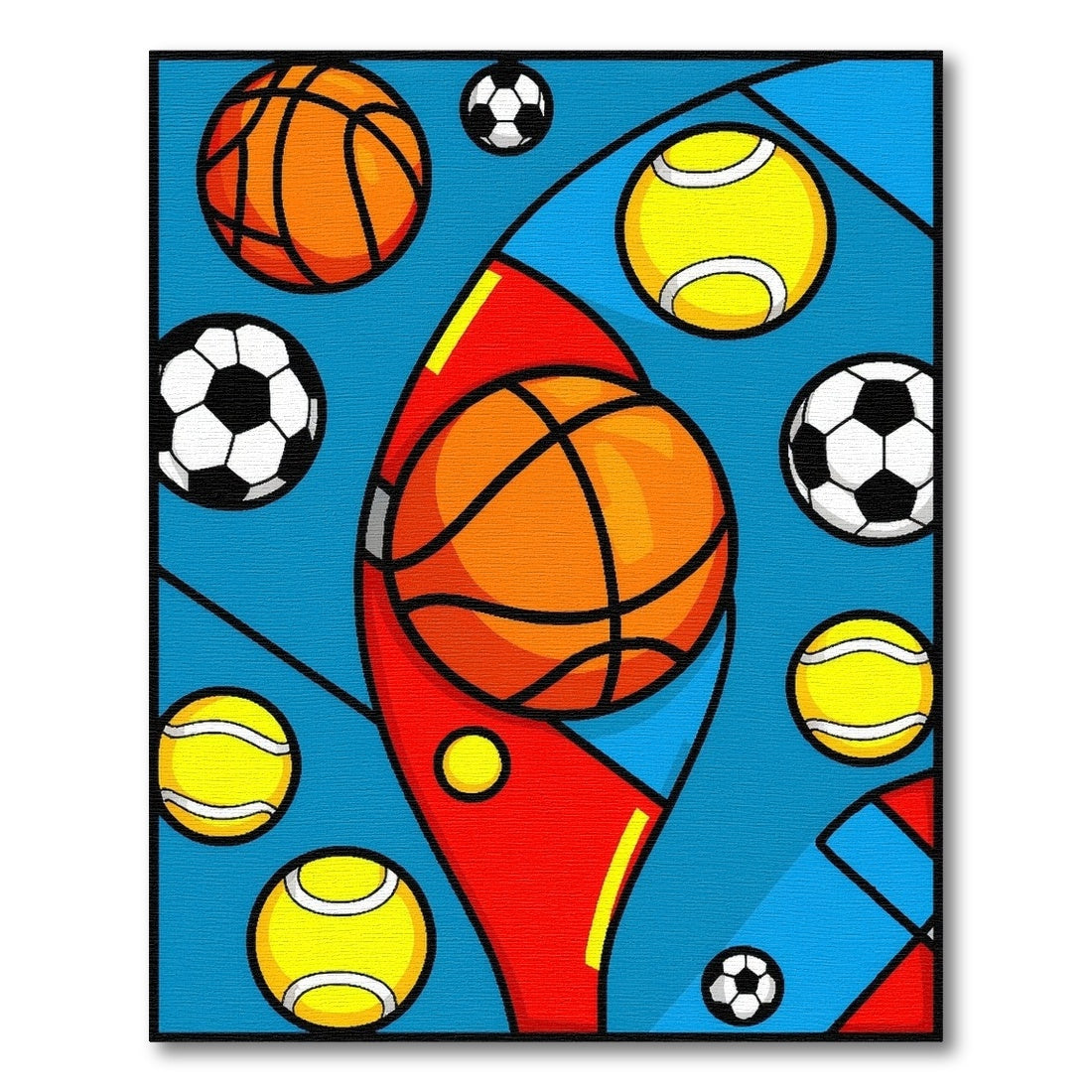 Vibrant Geometric Sports Balls Rug