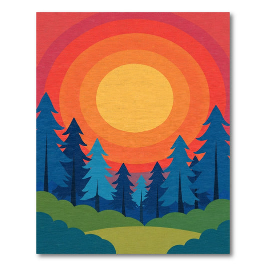 Sunset Forest Silhouette Trees Rug