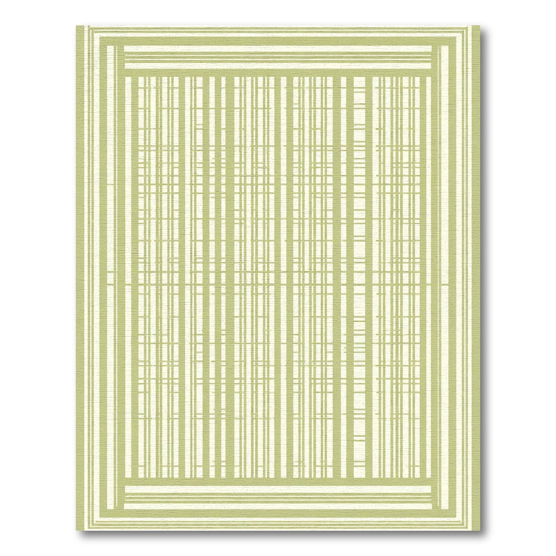 Pale Green Abstract Stripe Border Rug