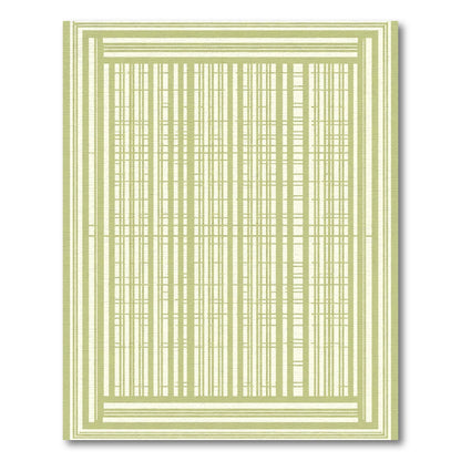 Pale Green Abstract Stripe Border Rug