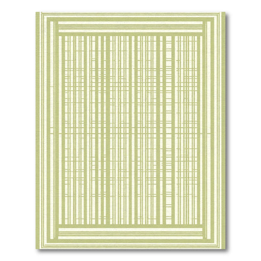 Pale Green Abstract Stripe Border Rug