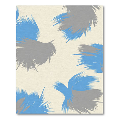 Blue Gray Feather Abstract Arrangement Rug