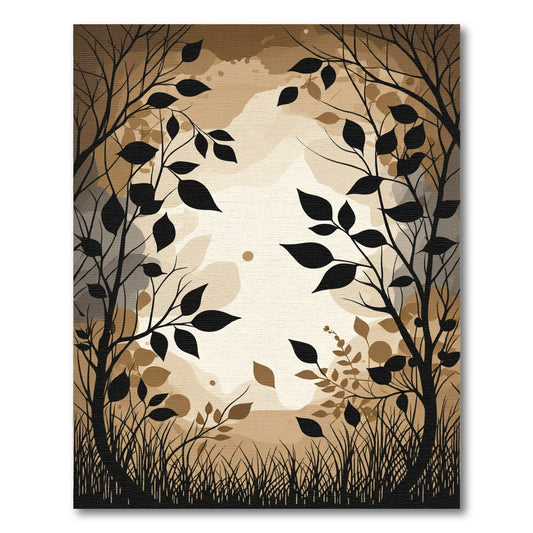 Earthy Shadowy Woodland Silhouette Rug