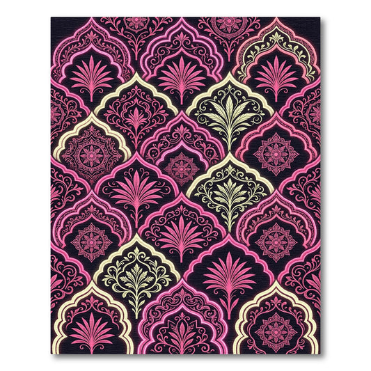 Radiant Rose Pink Damask Floret Rug