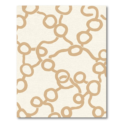 Neutral Tan Link Chain Circle Rug
