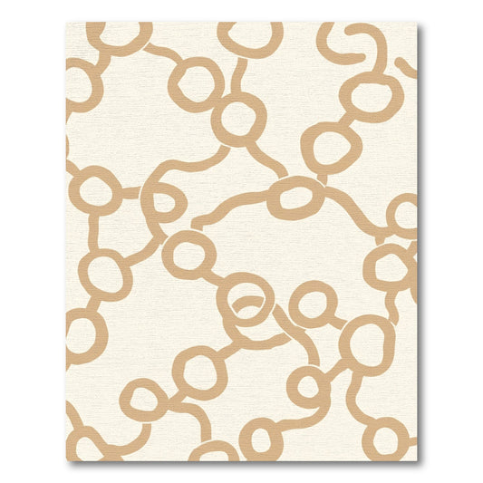 Neutral Tan Link Chain Circle Rug
