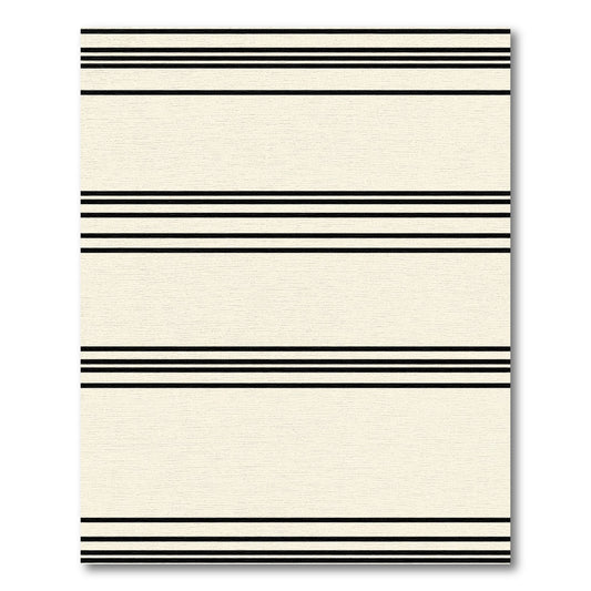 Cream Black Thin Stripe Rug