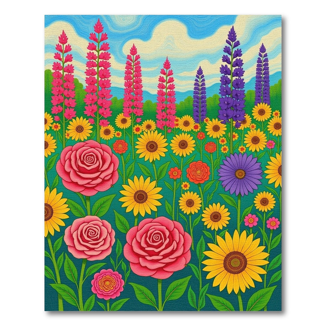 Vibrant Pink Crimson Floral Garden Rug