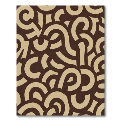 Warm Brown Beige Swirl Composition Rug