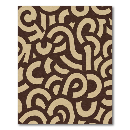 Warm Brown Beige Swirl Composition Rug