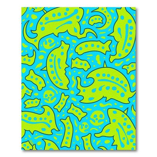 Bright Lime And Teal Organic Shapes Rug