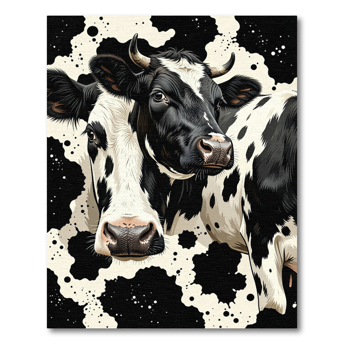 Bold Black and White Cowscape Rug