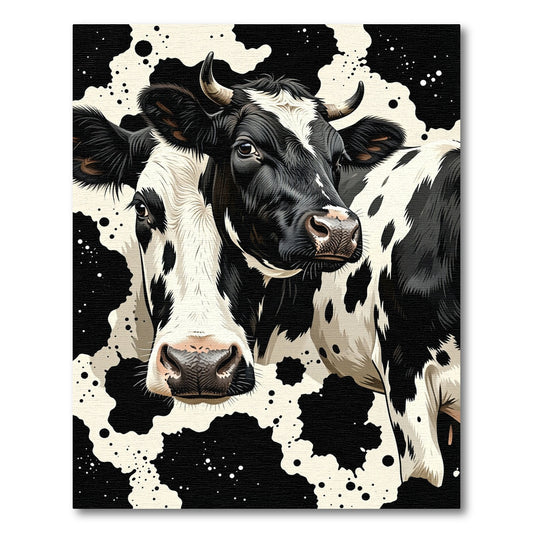 Bold Black and White Cowscape Rug
