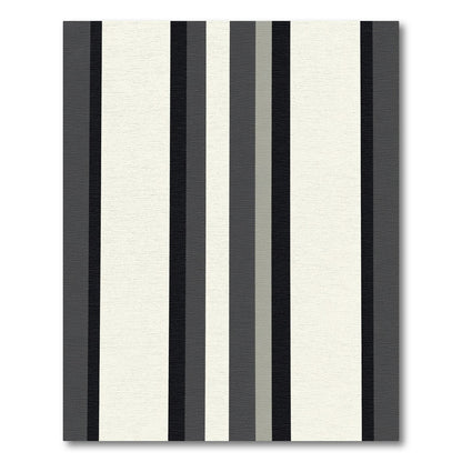 Modern Charcoal Cream Vertical Stripe Rug