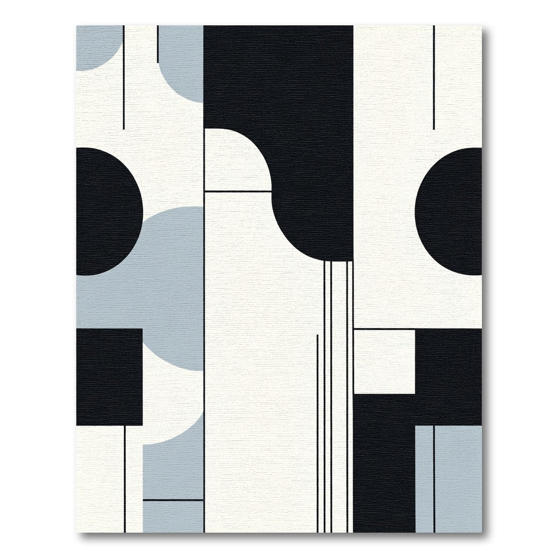 Black White Gray Geometric Abstraction Rug