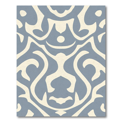 Pale Blue Cream Abstract Figure Rug