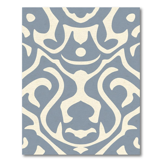 Pale Blue Cream Abstract Figure Rug