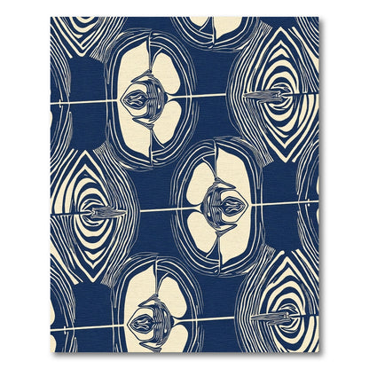 Navy Cream Abstract Organic Forms Rug