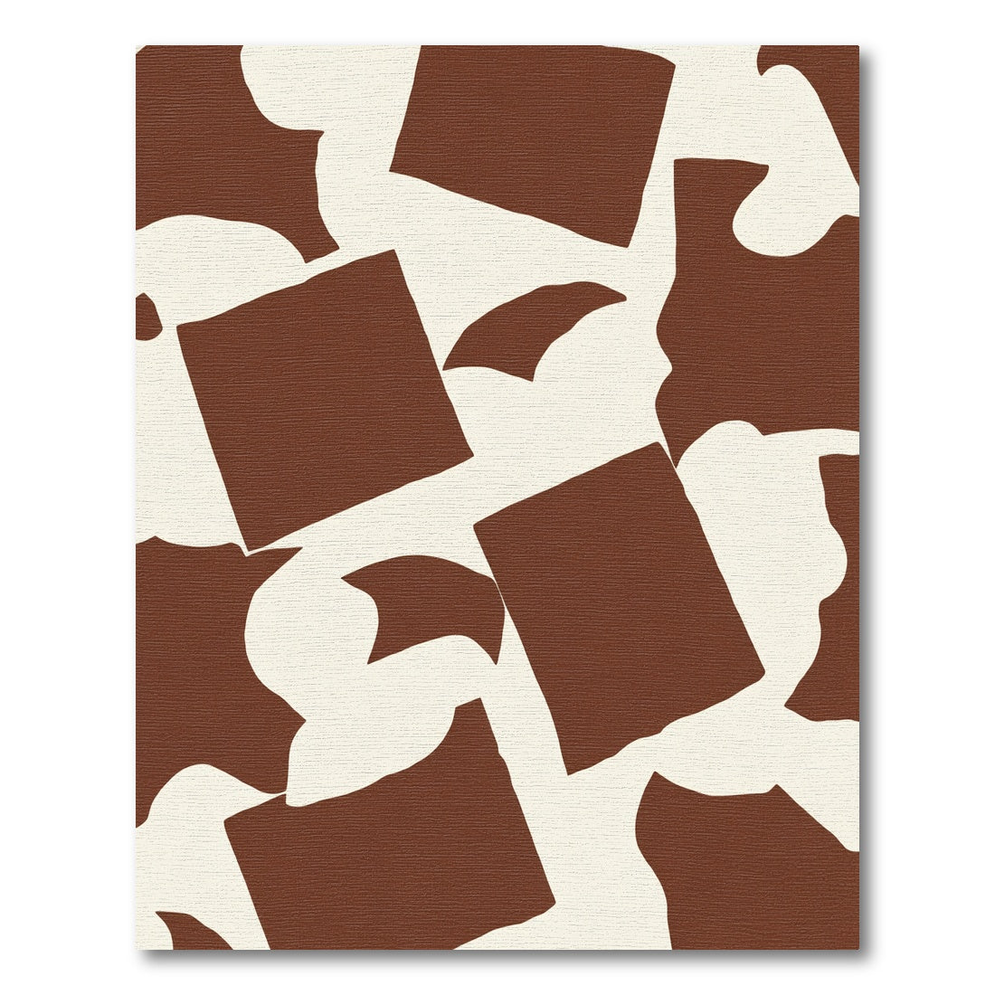 Brown Organic Shapes Cream Composition Rug