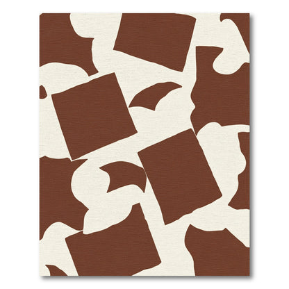 Brown Organic Shapes Cream Composition Rug