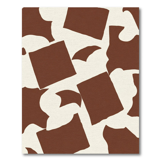 Brown Organic Shapes Cream Composition Rug