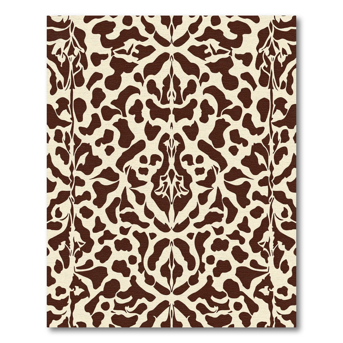 Cream Brown Animal Spot Damask Rug