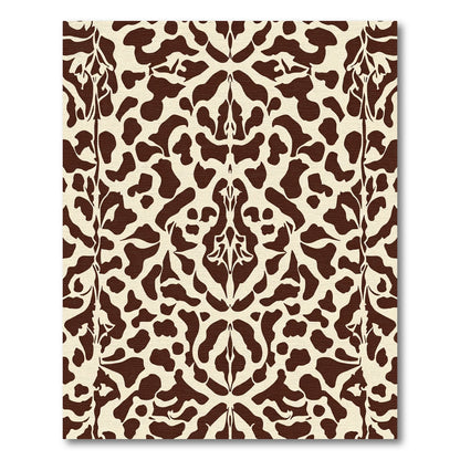 Cream Brown Animal Spot Damask Rug