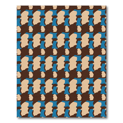 Abstract Beige Blue Brown Shapes Rug