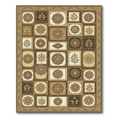 Warm Earth Medallion Botanical Arrangement Rug