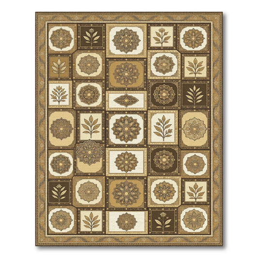 Warm Earth Medallion Botanical Arrangement Rug