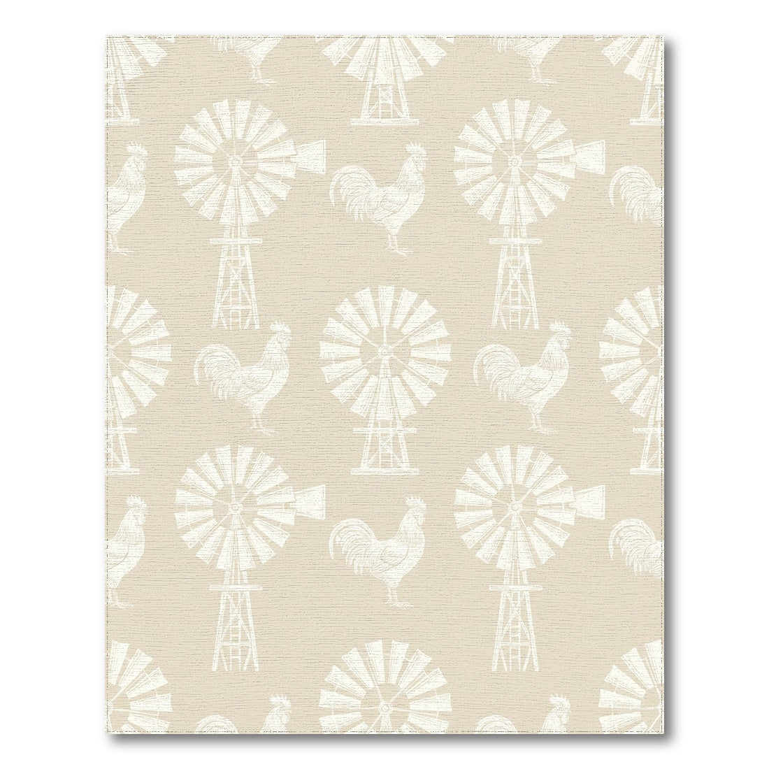 Farmhouse Windmill Rooster Pattern Rug