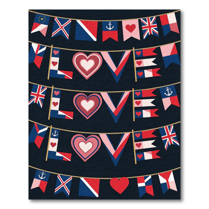 Nautical hearts and pennants garland Rug