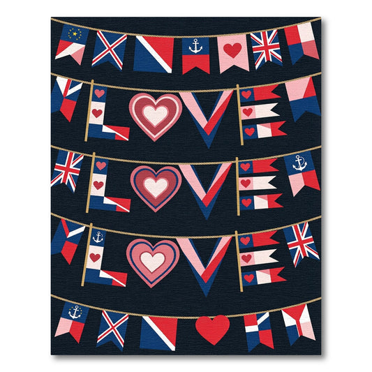 Nautical hearts and pennants garland Rug