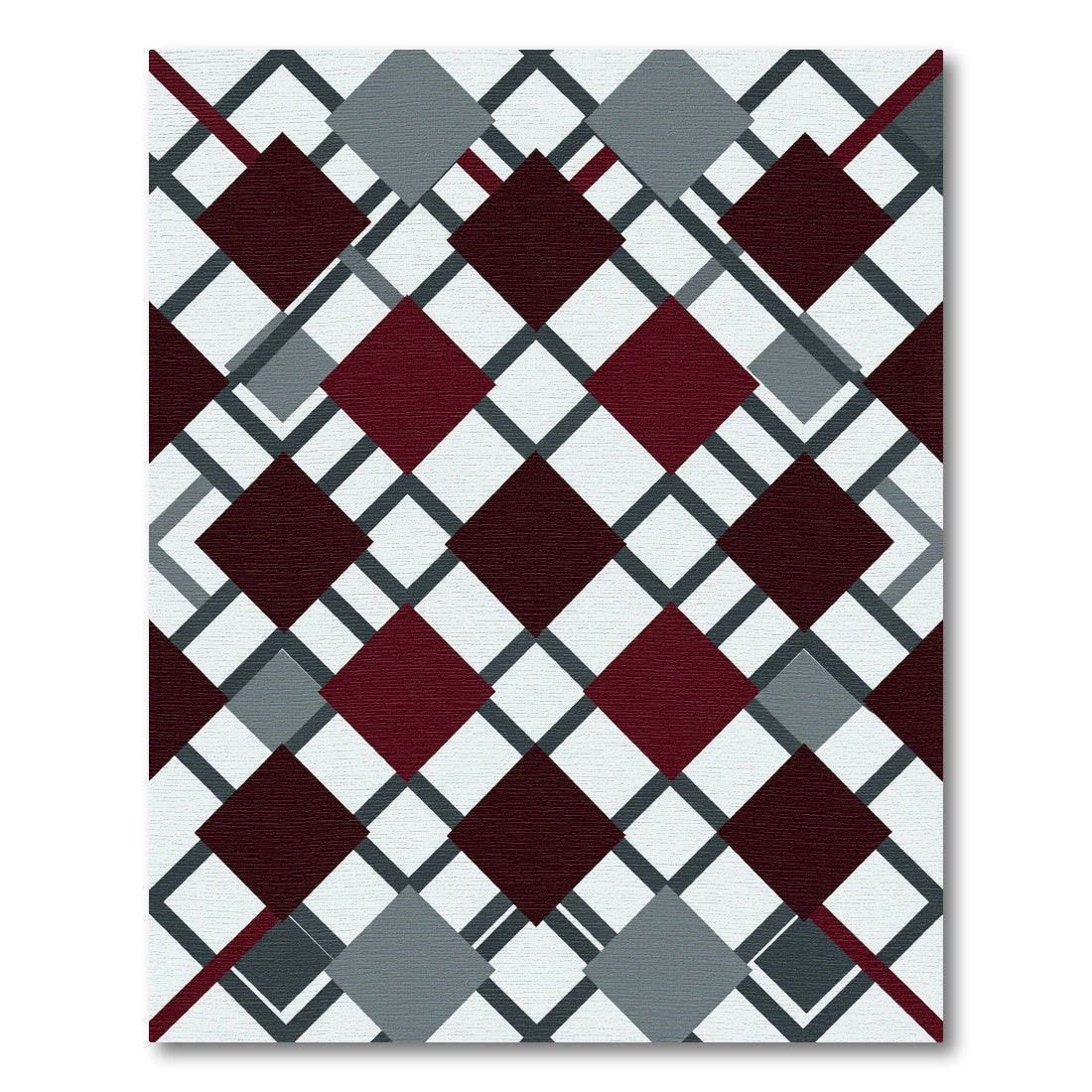 Crimson Gray Diamond Lattice Rug