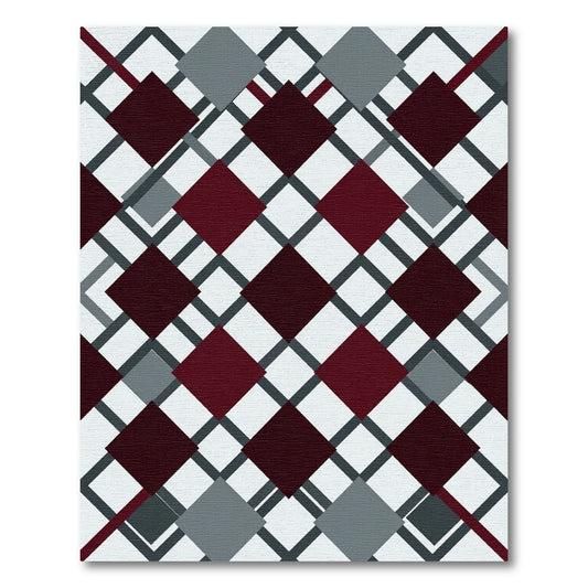 Crimson Gray Diamond Lattice Rug